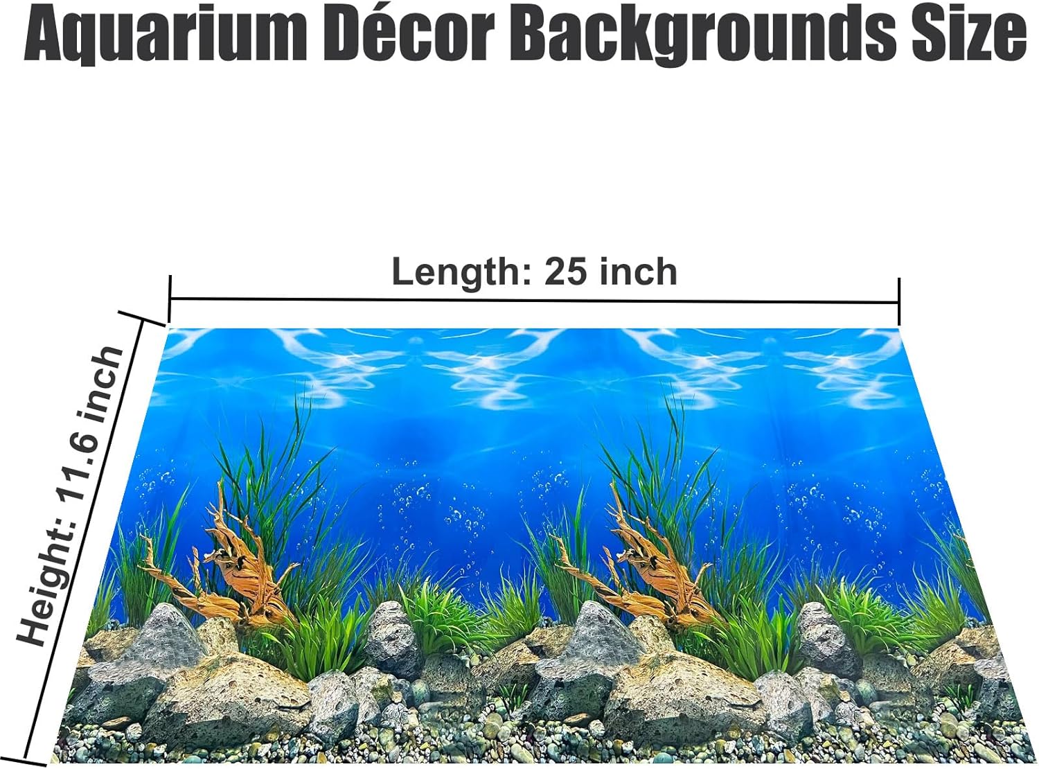 Aquarium Background Poster Water Plants 3D Coral Fish Tank Background Picture Double Sides Fish Tank Stickers 10 20 Gallon Tank 12"x 25"