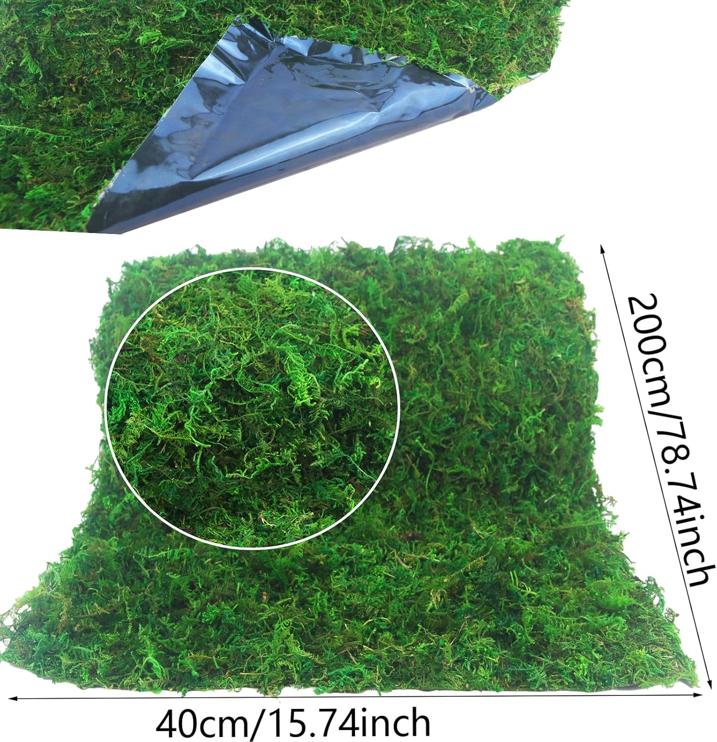 ACRYCS Moss Roll Moss Table Runner Dried Moss Mat for Crafts 16" x 79" Green Moss Roll for Fairy Gardens Wedding Woodland Decor Preserved Moss Mat for Table Decoration Moss Carpet for Wall 40x200cm