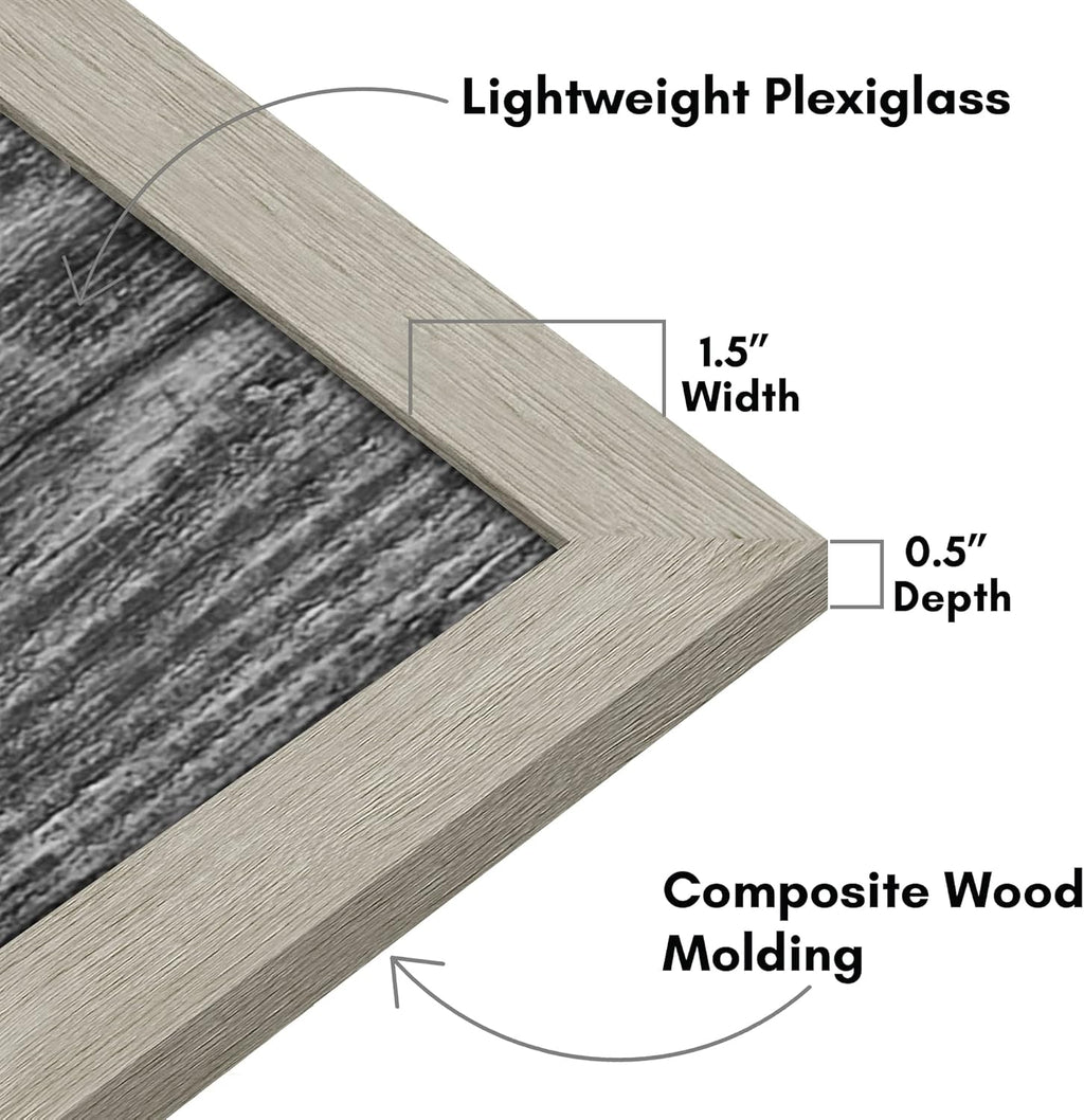 Americanflat 16x20 Picture Frame with Polished Plexiglass - Wide Picture Frames Made of Engineered Wood for Vertical or Horizontal Wall Display - Epic Collection - Grey