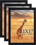 11x17 Picture Frame Set of 3,Wooden Frame 11x17 Wall Gallery Poster Photo frame Black with Durable Shatter Resistant Plexiglass for Wall Mounting Family -friend- wedding best gift