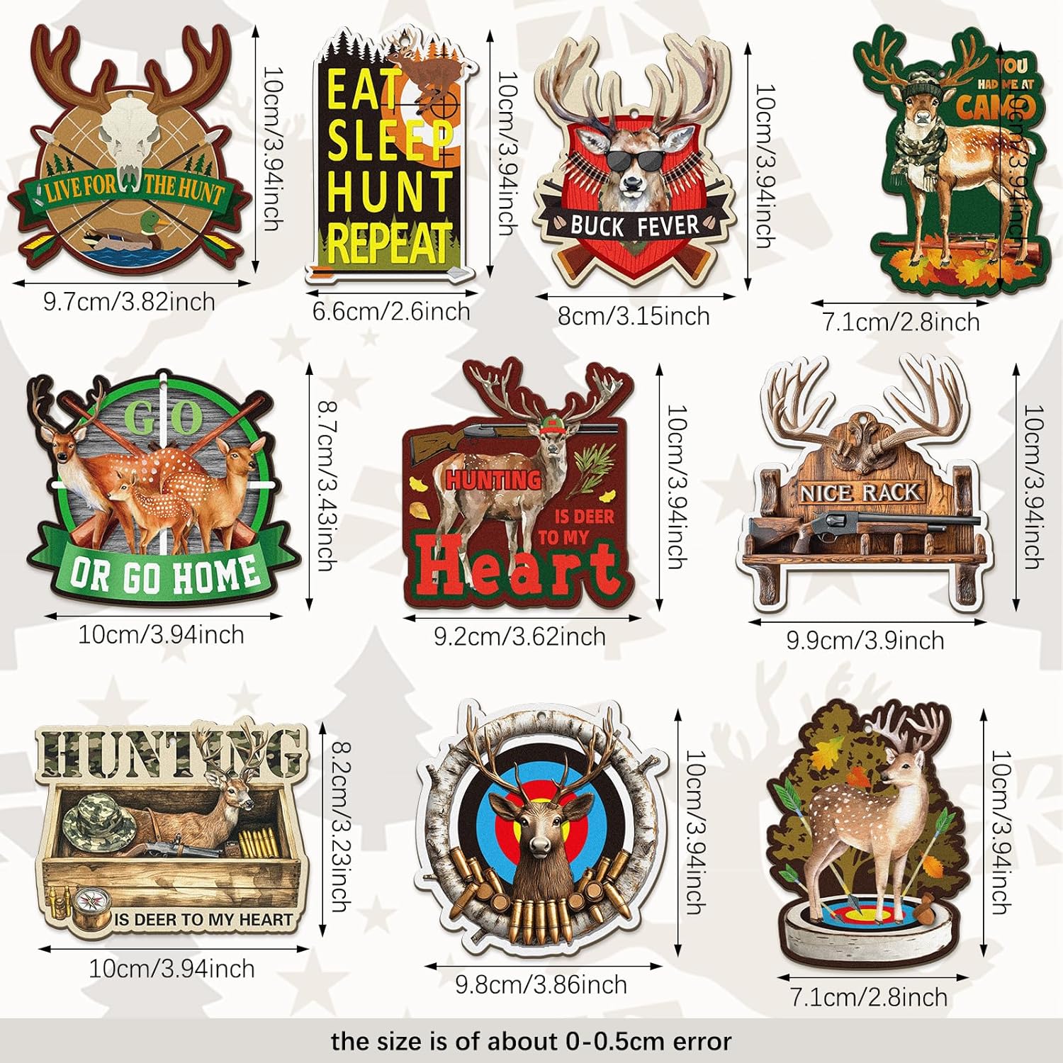Amyhill 30 Pieces Christmas Deer Tree Ornaments Wooden Buck Hunting Ornament Deer Hunting Decorative Hanging Ornaments with Gun Christmas Ornament Woodland Wild Life Decorations for Xmas(Classics)
