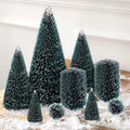 9Pcs Mini Christmas Trees Christmas Decor Artificial Christmas Decorations with 5 Sizes, Christmas Tree Bottle Brush Trees Christmas Table Decorations (Conventional Ellipse Circle)