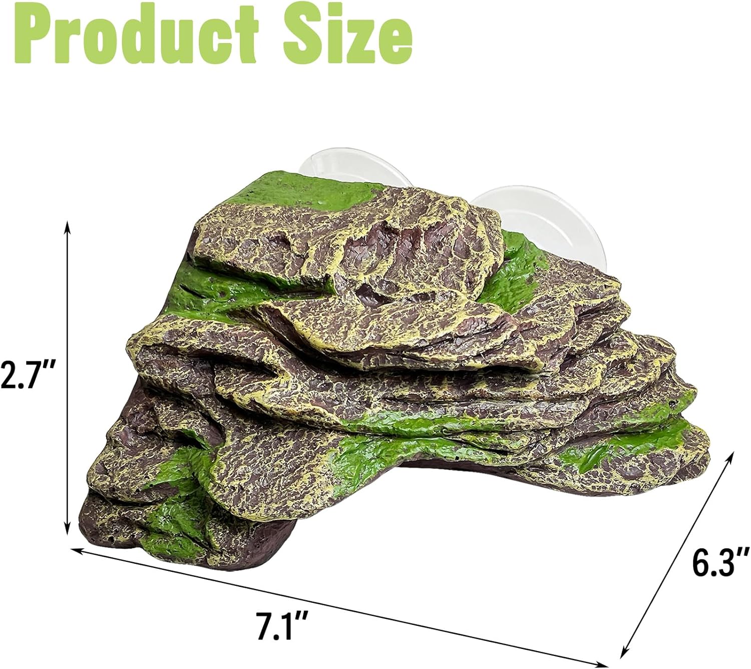 kathson Turtle Basking Platform Floating Turtle Dock Baby Tortoise Climbing Ramp Shale Reptiles Dock Resting Terrace Stone Aquarium Ornament for Frogs Newts (Green Size:7.1”Lx6.3”Wx2.7”H)