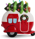 Milltown Merchants Ceramic Christmas Tree and Camper - Lighted Vintage Decor With Tree Lights