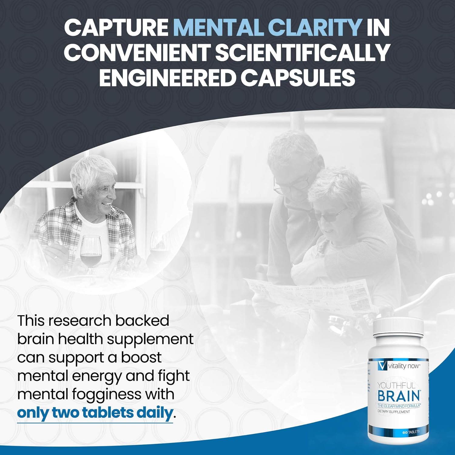 Youthful Brain 4 Bottle Bundle - Memory & Brain Health Support Supplement - Brain Booster Clarity with Bacopa Monnieri, Ginkgo Biloba, B12-120-Day Supply (240 Count)