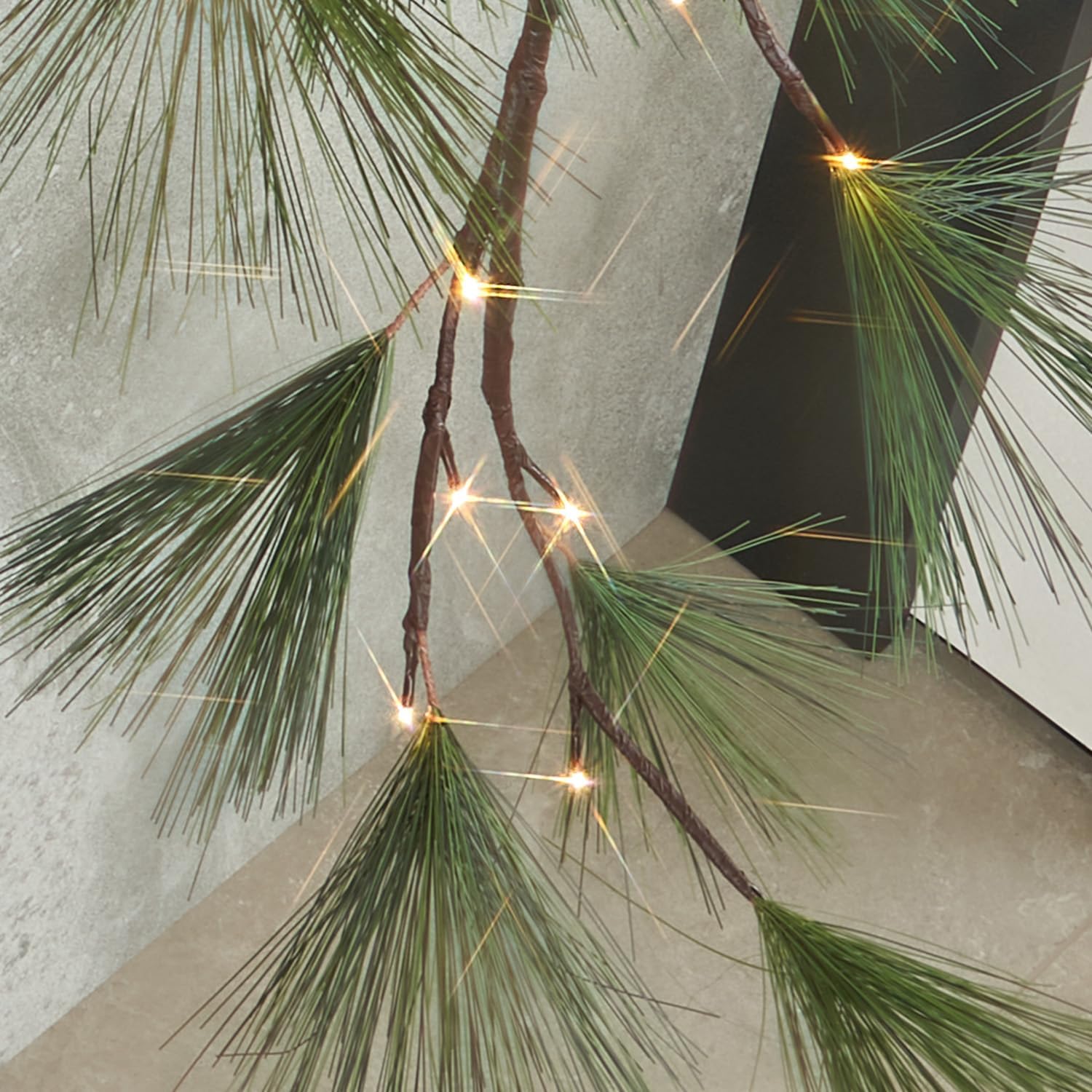 Fudios Lighted Christmas Pine Garland with Timer 6 FT Battery Operated or USB Plug, Artificial Greenery Garland Lights Home Holiday Fireplace Mantle Decor