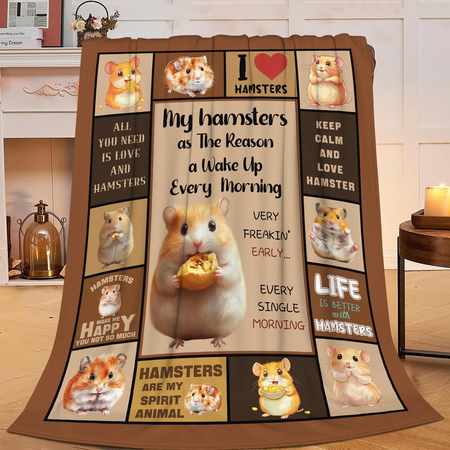 Hamster Blanket Hamsters Throw Blanket Flannel Stuff Merch Cozy Decor Fleece Plush Fuzzy Warm Soft Lightweight Bedding Gifts for Lover Girls Women Men Boy Couch Sofa 80"X60"