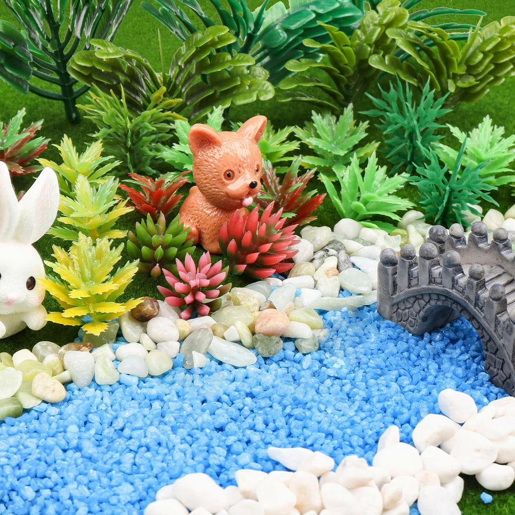 82pcs Model Plants Miniature Trees Train Scenery Rainforest Fairy Garden Accessories Model Railway River Sand Stone Artificial mini Plants Park Garden Scene Architecture Building Model