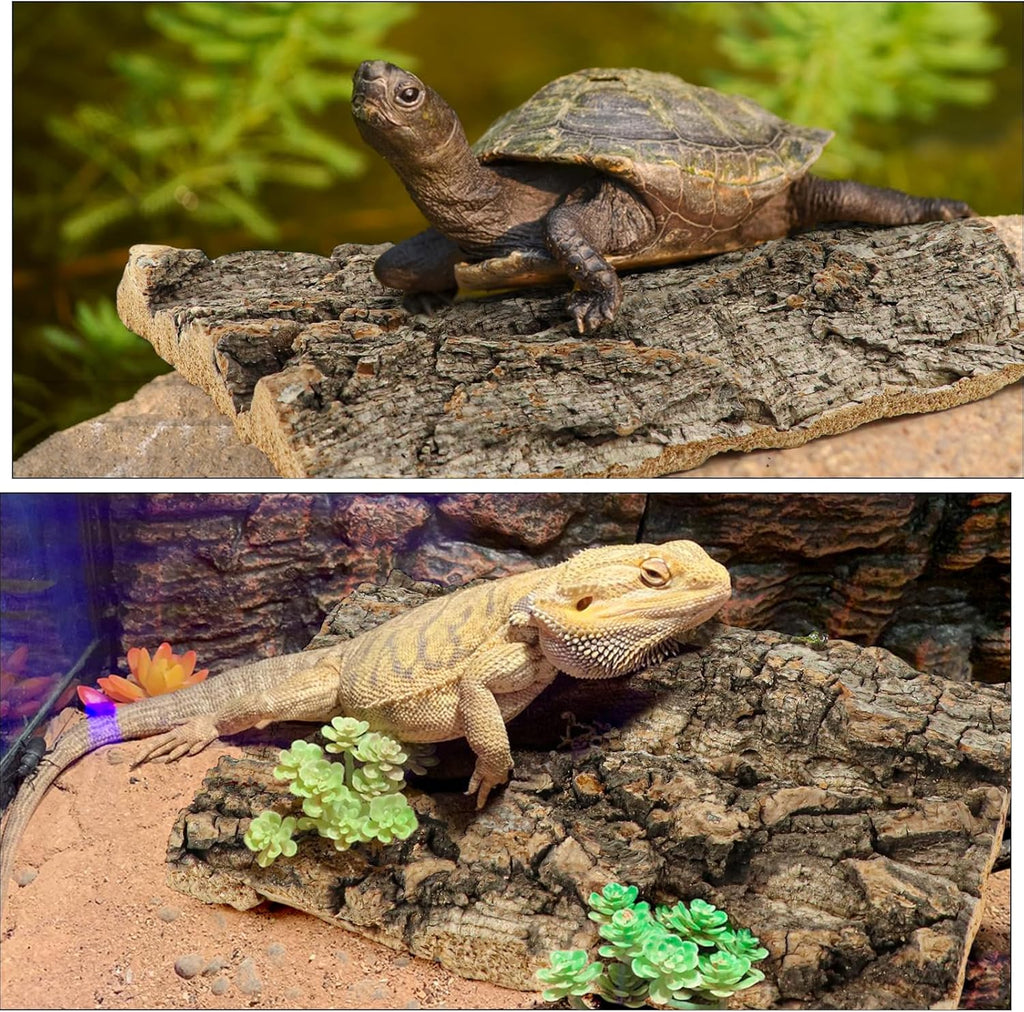 4Pcs Reptile Bark Decor Wood, Natural Cork Bark Tube Decor, Wood Bark Terrarium for Reptiles, Random Shape Random Size