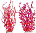 Hamiledyi Aquarium Plastic Plants Aquarium Decor Artificial Fish Tank Plants,Tall Fish Tank Decorations, Extra Large Aquarium Plant 23.6-inch Tall,2PCS（Red）