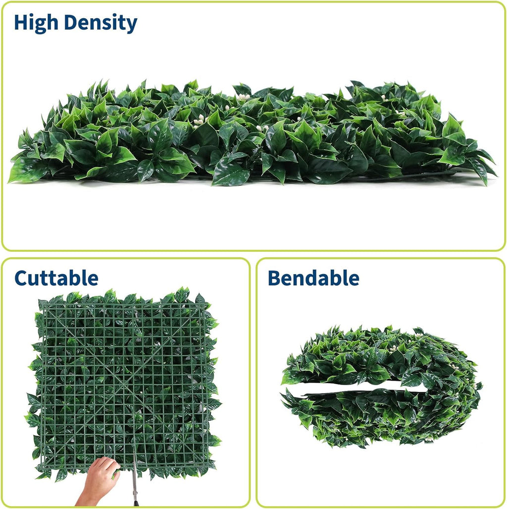 GarveeLife Artificial Grass Wall Panels 20"x20", 12 Pcs Hedge Panels with 50 Zip Ties, Sun Proected Privacy Fence Screen Fake Greenery Backdrop for Outdoor Indoor Garden Birthday Wedding Decor