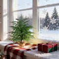 2FT Artificial Norfolk Pine Tree, 1pc Artificial Christmas Tree Faux Potted Plants for Front Porch Christmas Indoor Outdoor Decor