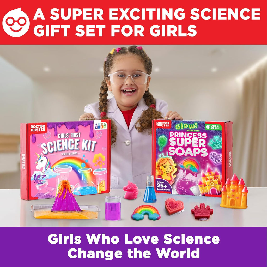 Doctor Jupiter Super Science Gift Set | Set of ‘Girls’ First Science Kit’, ‘Princess Super Soaps’ for Kids Ages 4+ | Birthday Gift Ideas, STEM Learning & Educational Toys for 4-5-6-7-8 Year Old Girls