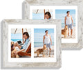 8.5x11 Picture Frame Set of 2, Distressed White Certificate Document Frames with Glass Collage Frame, Display Pictures Two 5x7 With Mat or 8.5 x 11 Without Mat, Photo Frames Wall Gallery