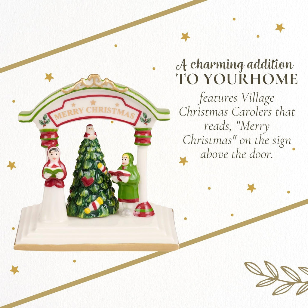 Spode Christmas Tree Miniature Christmas Village Figural Decoration, Snowy Christmas Village Set, Ceramic Holiday Decor - Festive Holiday Decorations for Indoor Display (Christmas Carolers)