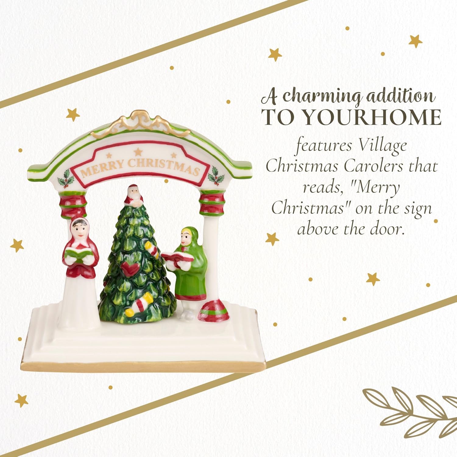Spode Christmas Tree Miniature Christmas Village Figural Decoration, Snowy Christmas Village Set, Ceramic Holiday Decor - Festive Holiday Decorations for Indoor Display (Christmas Carolers)