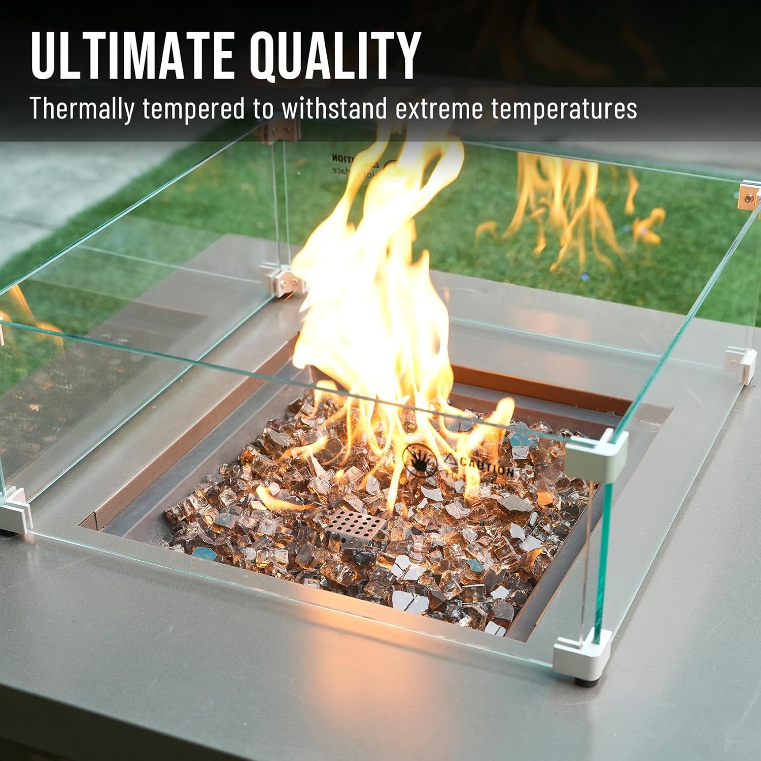 Skyflame High Luster 10-Pound Regular Fire Glass for Fire Pit Fireplace Garden Landscaping Copper 1/2" Size