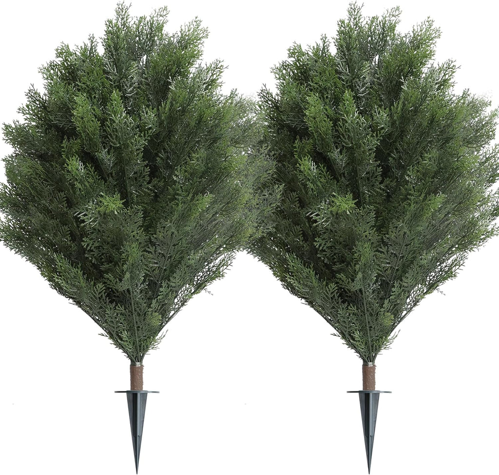 momoplant Artificial Cypress Topiary 39'' Faux Cedar Trees Privacy Screen Planter Set of 2 Artificial Bush Porch Plants Indoor and Outdoor Decor