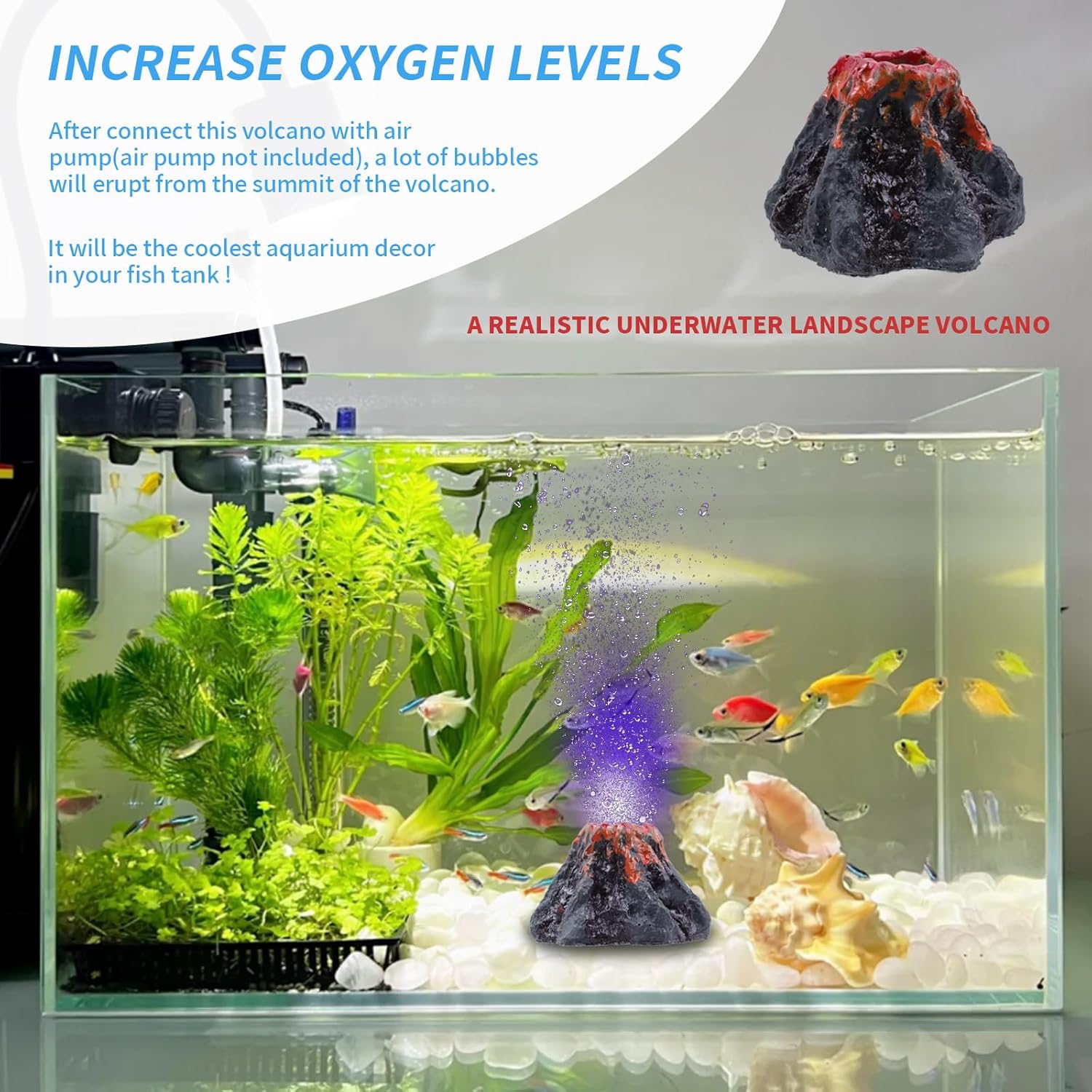 Aquarium Decoration with Air Stone Bubbler Shells Ornament Fish Tank Bubble Maker Aquarium Air Bubbling Great Addition for Fish Tank Aquarium