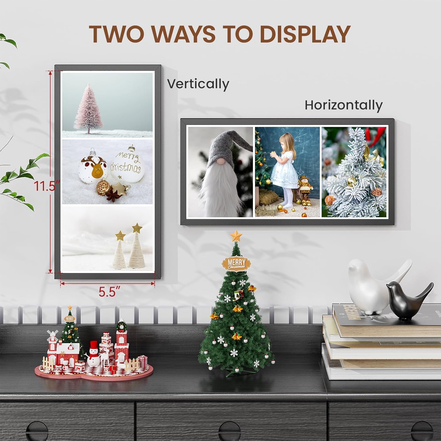 Heimlove 6x12 Metal Picture Frame,Black Aluminum Photo Frames-Real Tempered Glass,Mounting Horizontally or Vertically Decor for Wall-1Pack