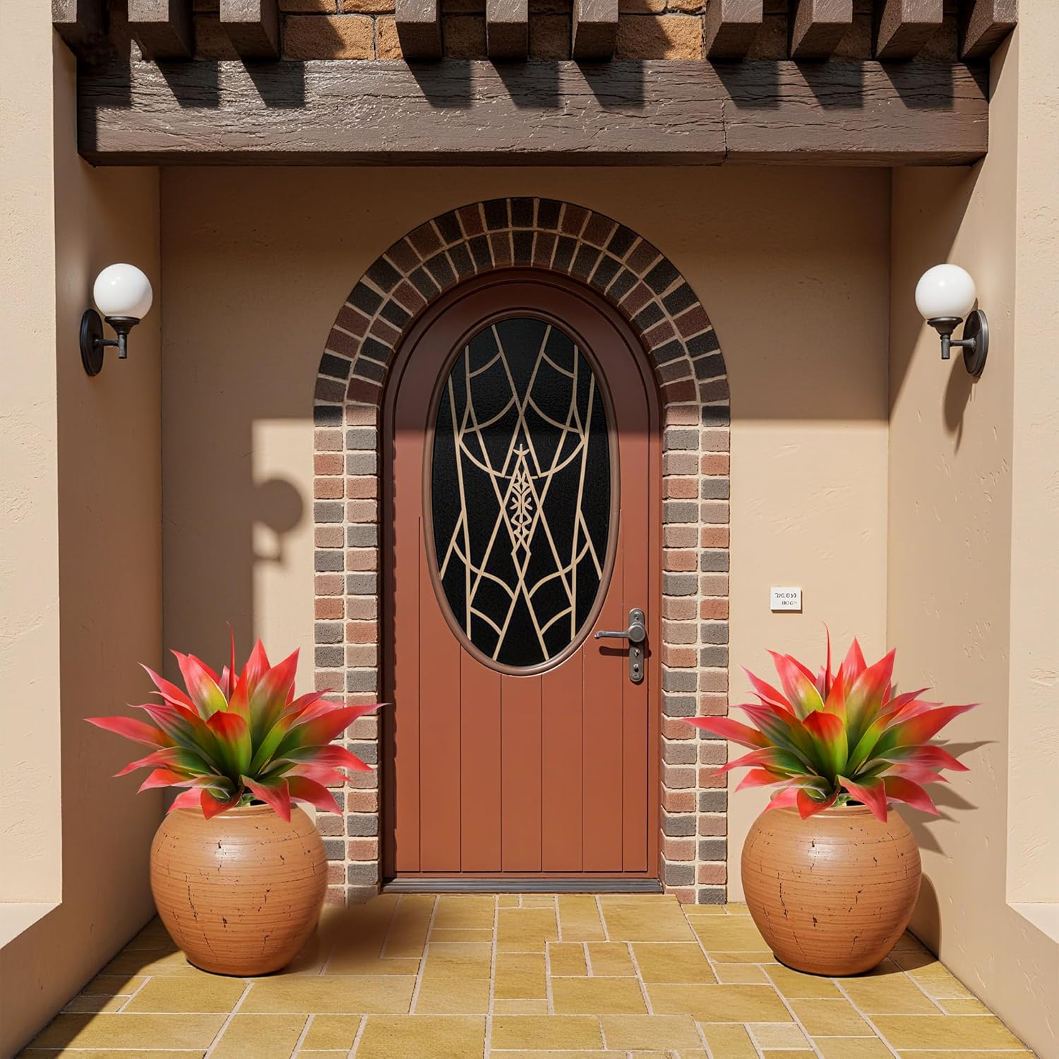 Artificial Agave 22" Faux Agave Fake Greenery Outdoor Artificial Plant Fake Plant for Indoor Home Decoration Plastic Plant Outdoor Decor Front Porch Decor Simulation Plants (Red 2Pcs) No Vase