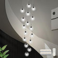 KoKo&Yukina 16-Light Black Mid Century Modern Chandelier for Living Room Staircase Chandelier for Entryway Clear Globe Glass Chandelier High Ceiling Chandeliers Foyer Entryway (Bulb & Remote Incl.)