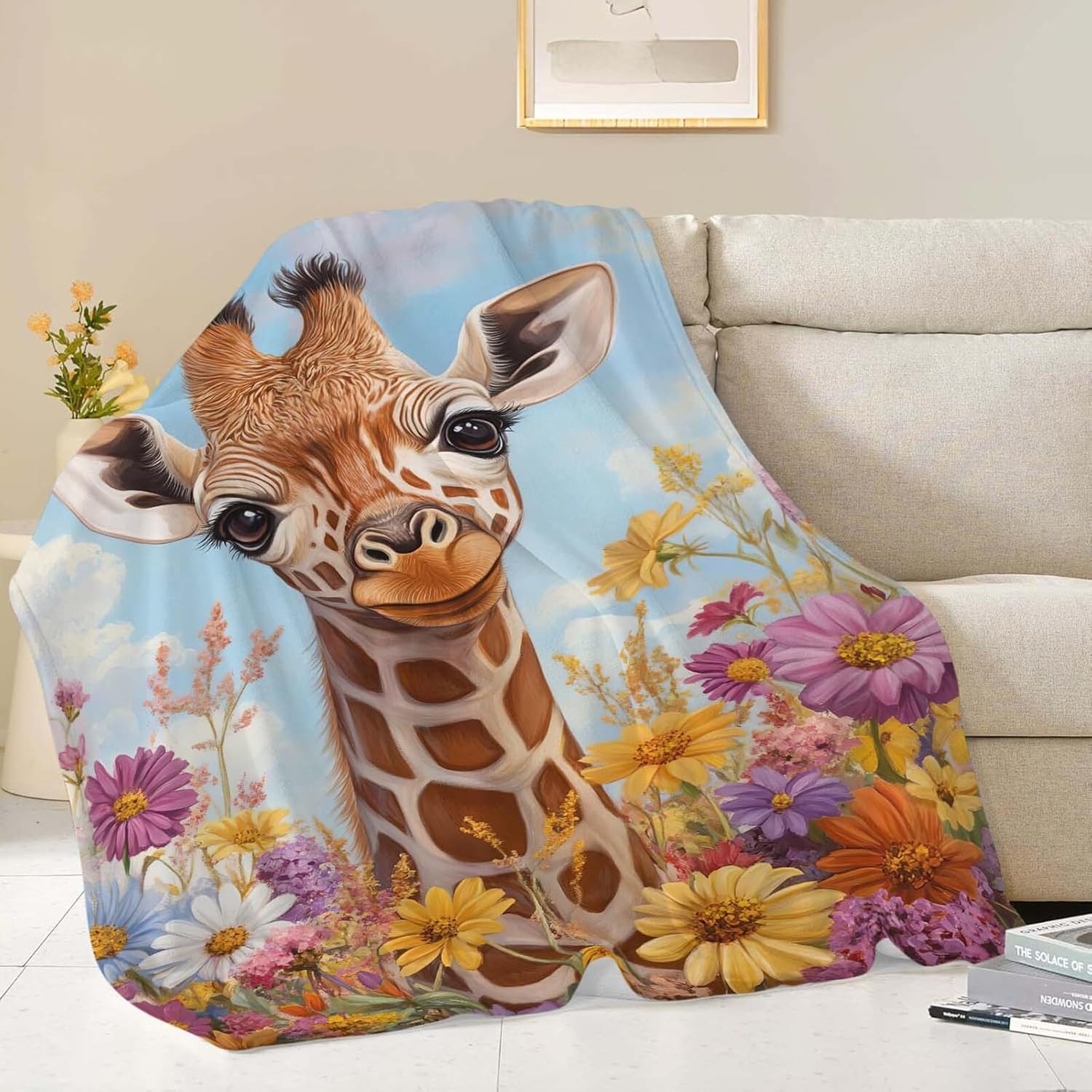 Giraffe Throw Blanket Giraffe Stuff Gifts for Kids Girls Boys Adults Women Man Soft Cozy Warm Plush Fluffy Fuzzy Fleece Blanket Decor 40''X50''