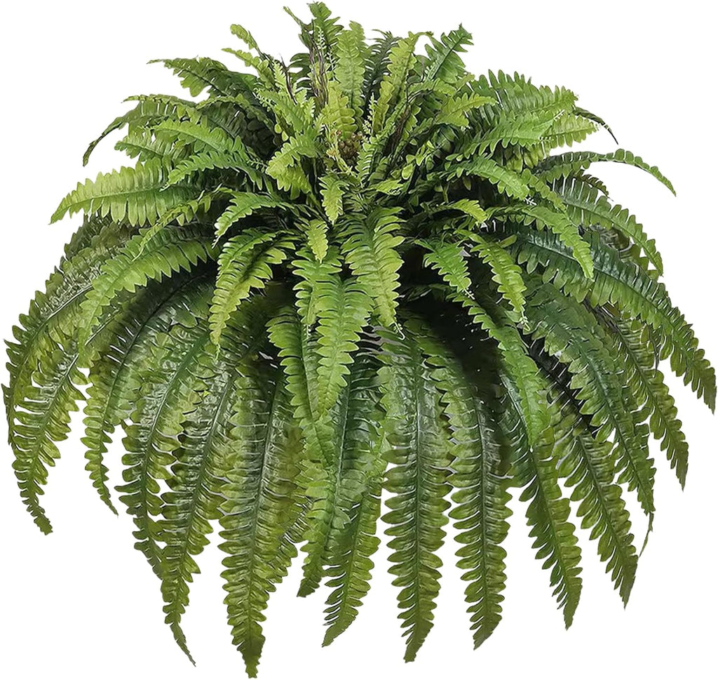 Artificial Ferns for Outdoors Large, 98 Fronds Fake Fern with Budlets, Realistic Faux Ferns Suitable for Home Indoors Greenery Decor, Entrance Porch Garden Windowsills Hanging or Potted