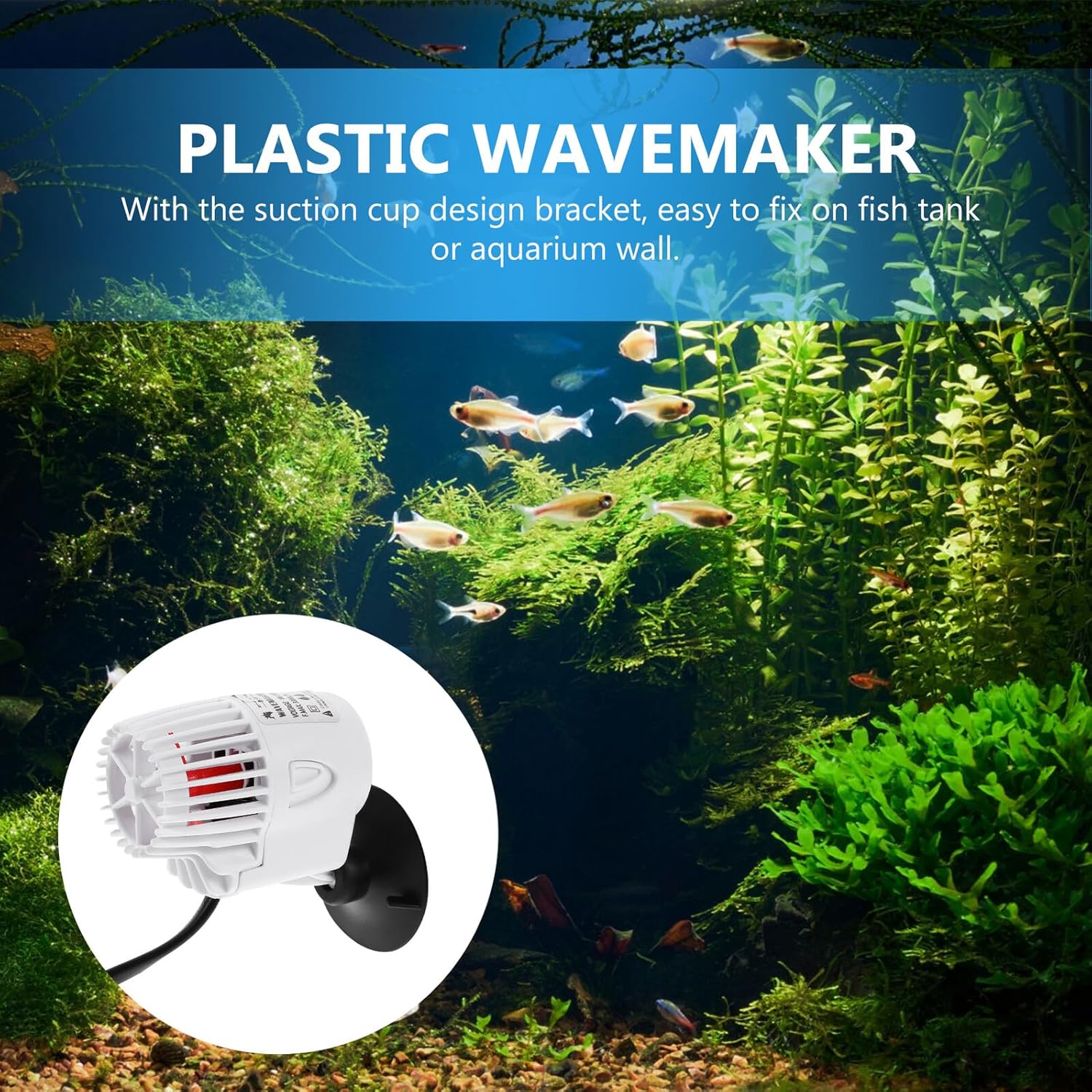 Aquarium Wave Maker Pump with Suction Cup Bracket Powerful Circulation and Water Cleaning for Fish Tank Quiet Plastic Surf Pump with US Plug Suitable for Fresh and Saltwater