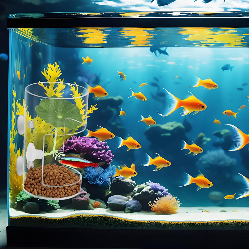 Fish Tank Food Tray with Suction Cups Comes with Two Single-Layer Small Lotus Leaves, Feeding Tube Supplies, Breeder Box for Aquarium, Round Aquariums & Fish Bowls Accessories