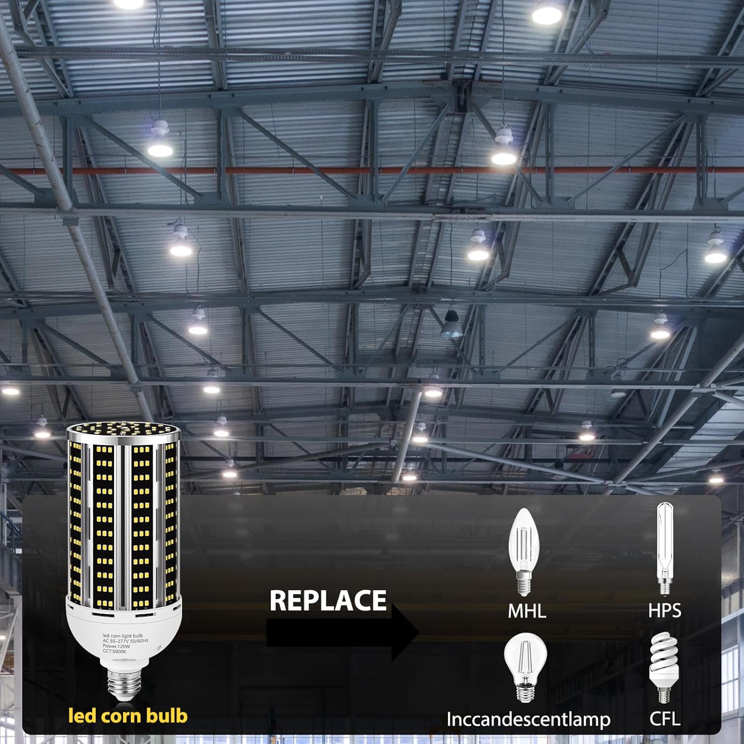 4 pack 120W LED Corn Light Bulb(1200W Equivalent ) ,Commercial Grade DayLight 5000K E26/E39 15900LM Medium Mogul Base LED Lamp,Large Area Lights For Outdoor Indoor Garage Warehouse Factory Bay Light