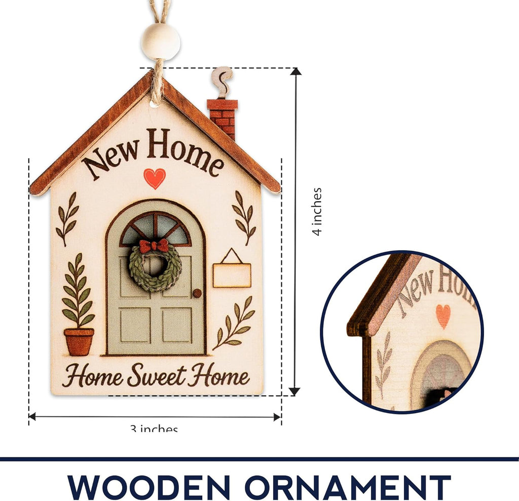 New Home Ornament 2025 - New House Gift Ideas - Housewarming Gifts New Home - Xmas Ornament for Tree - Wooden Christmas Ornaments - White Elephant Gifts - Xmas Tree Decoration
