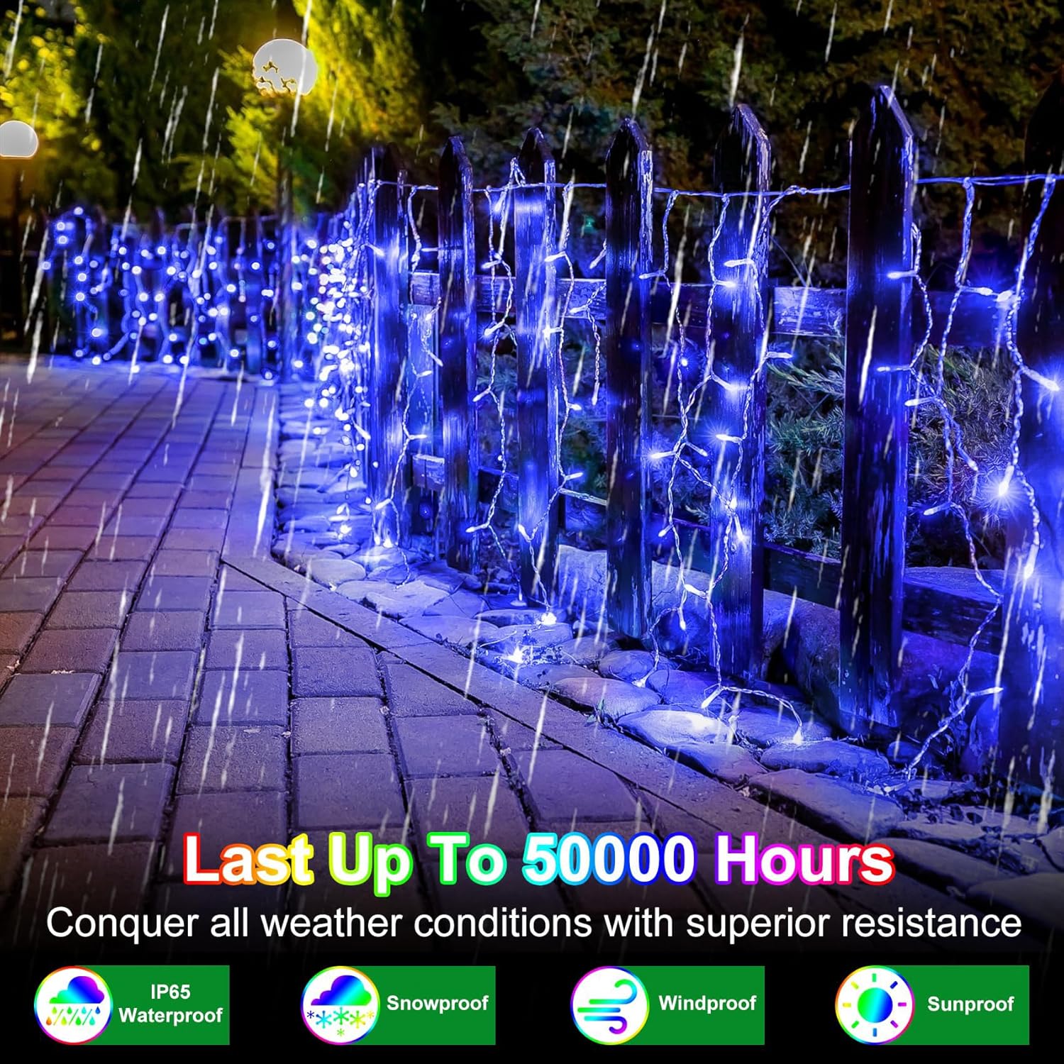 82FT 810 LED Outdoor Christmas Lights - 180 Ice Drops, 12 Pro Modes with Timer Memory & Brightness, Waterproof Hanging Ice String Light for Holiday Wedding Garden Fence House Decor (Blue)