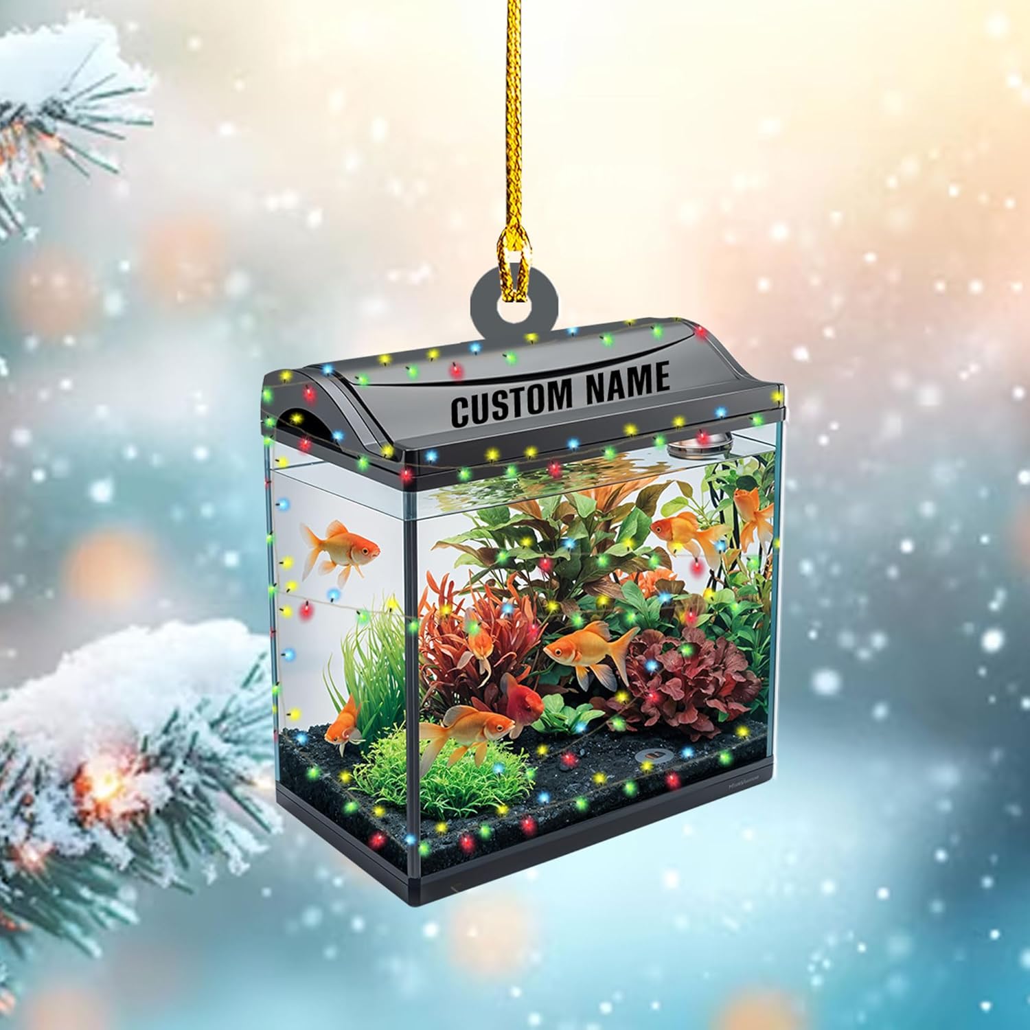 Personalized Aquarium Christmas Ornament, Fish Christmas Ornament, Gift for Fish Lover, Custom Aquarium Christmas Tree Keepsake, Kids First Gift Ideas, Pet Kids Ornament (AFT1)