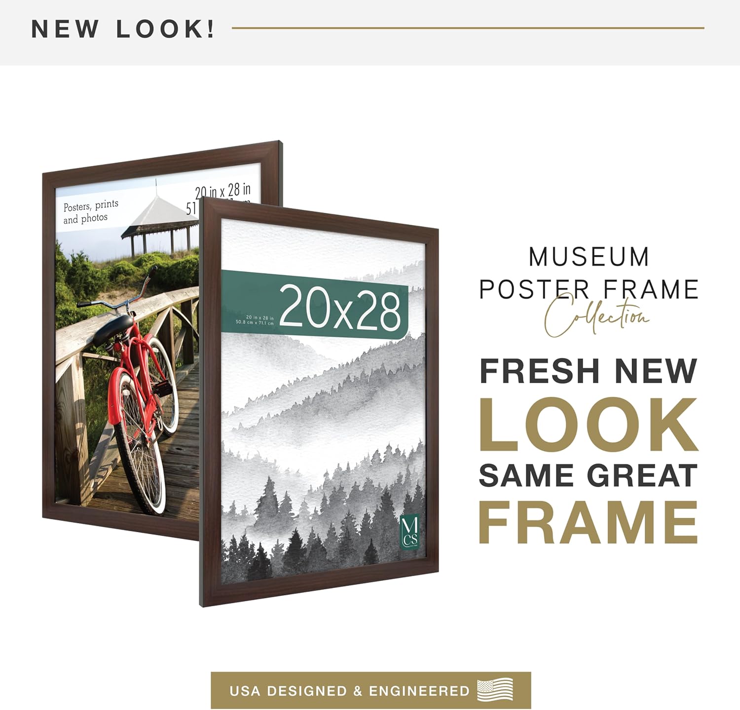 MCS Museum Poster Frame 20x28 Espresso Woodgrain, Vertical & Horizontal Wall Hanging Large Picture Frame for Photos, Posters & Art Prints (1-Pack)