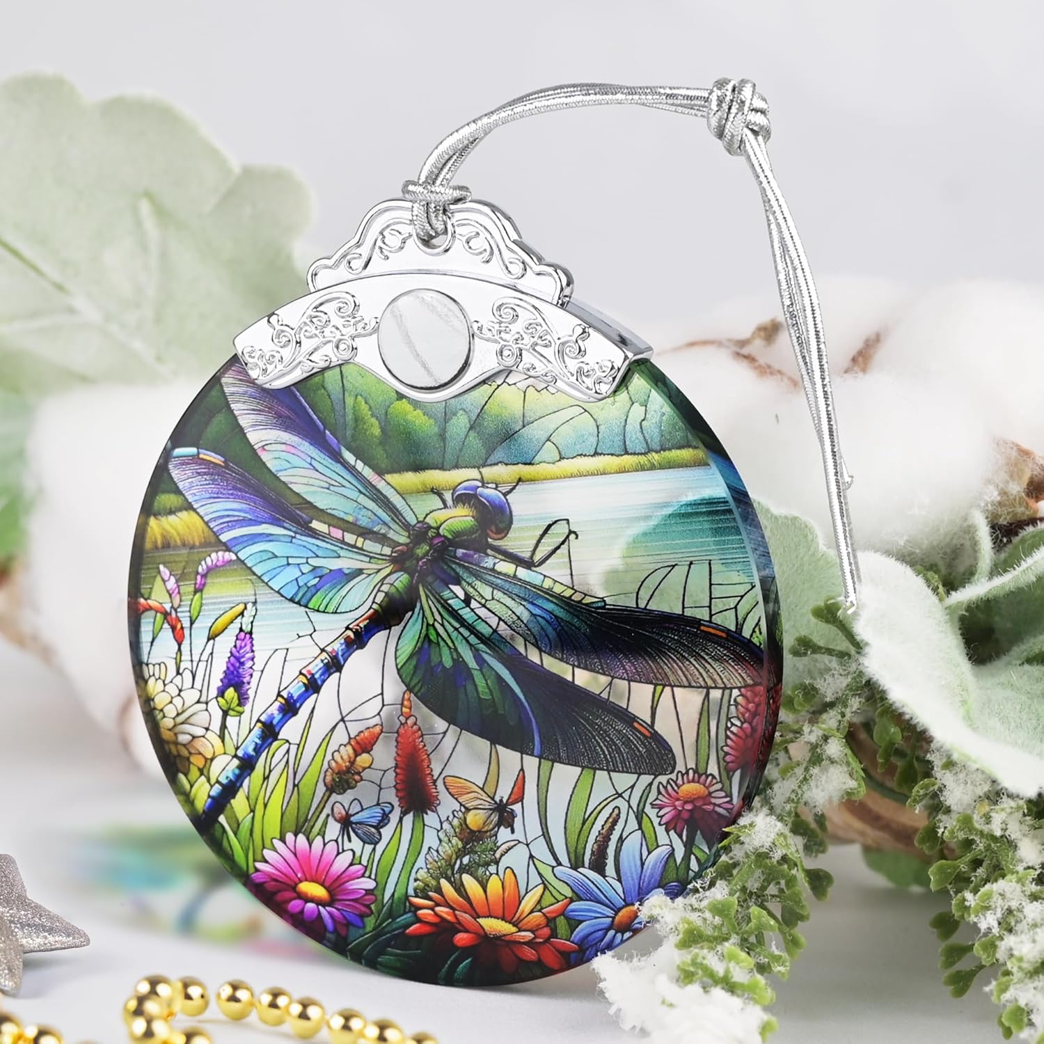 Christmas Ornament, 2025 Ornaments for Christmas Tree, Stained Glass Hanging Ornament, Holiday Ornaments, Unique Gift Idea - Dragonfly