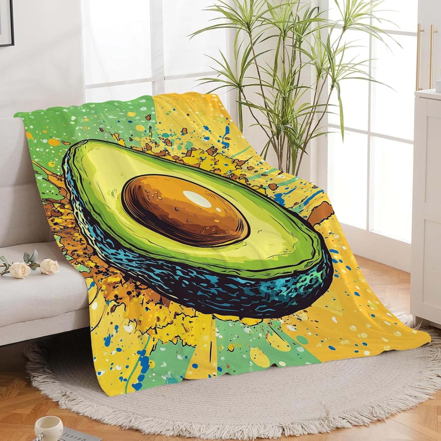 Avocado Throw Blanket Avocado Stuff Gifts for Kids Girls Boys Adults Women Man Soft Cozy Warm Plush Fluffy Fuzzy Fleece Blanket Decor 40''X50''