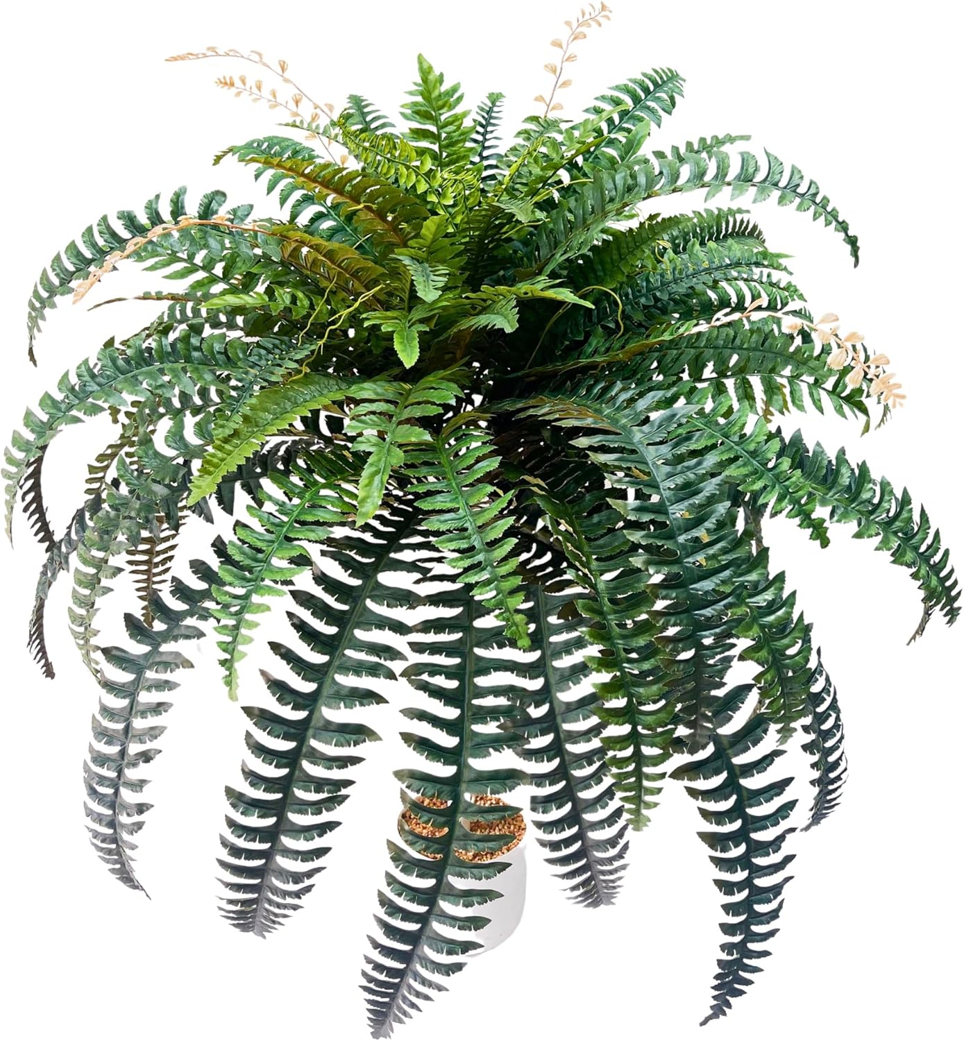 Giant Artificial Boston Ferns for Outdoors Large –UV Resistant Lifelike Faux Fern, Realistic Silk Greenery Plants Large Office, Home Decor,88 Branches,48 Inch Fake Fern Leaf Green.No Base.