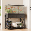 40-50 Gallon Fish Tank Stand，Aquarium Holder with Power Outlet and 2 Drawers，Heavy Duty Breeder Turtle Terrarium Stand Suitable for Turtle Tank, Reptile Terrarium, for Home Office (Black)