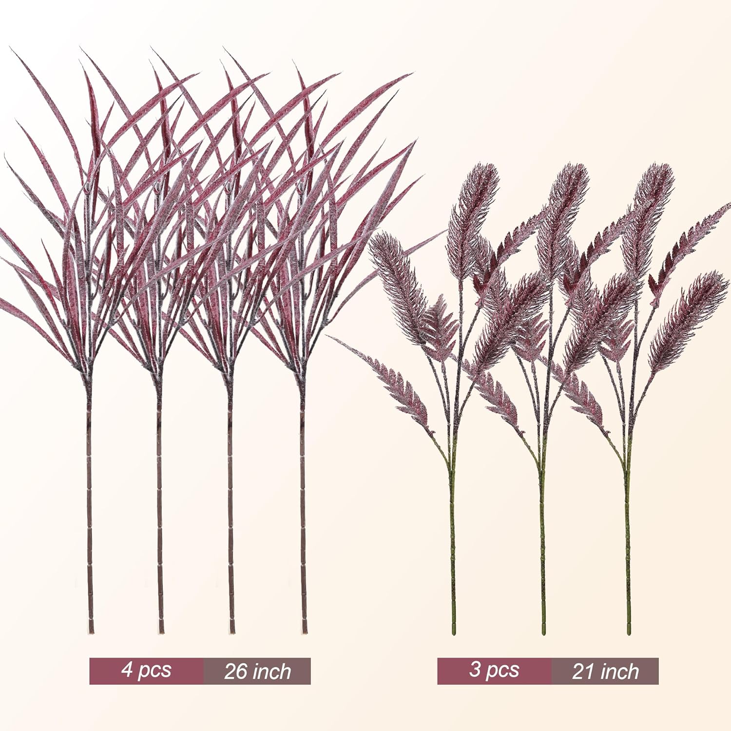 7 PCS Christmas Stems for Vases, 26 in Faux Stems Fake Plants Winter Stem Greenery Branches Fake Leaves Faux Foliage for DIY Craft Garland Home Kitchen Office Indoor Centerpiece Table Decor, Purple
