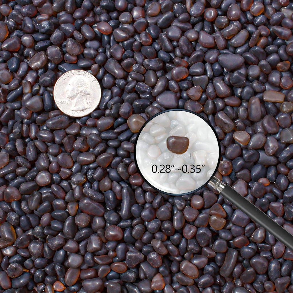 Keedolla 0.5 Lb Frosted Sea Glass Pebbles Vase Fillers, 6-9mm Betta Fish Tank Rocks Gravel Decorative Glass Stones for Aquarium, DIY Crafts, Succulent Plants Decor - Amber