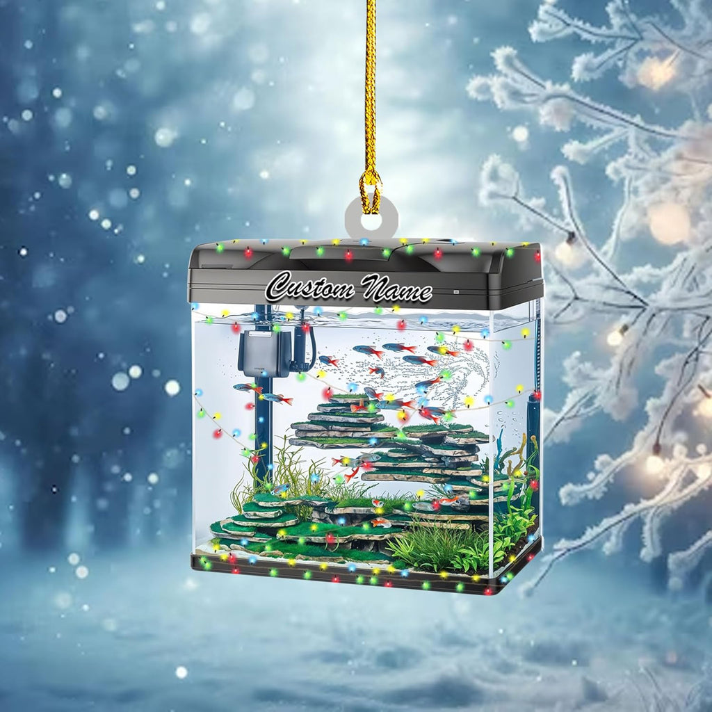 Personalized Aquarium Christmas Ornament, Fish Christmas Ornament, Gift for Fish Lover, Custom Aquarium Christmas Tree Keepsake, Kids First Gift Ideas, Pet Kids Ornament (AFT9)