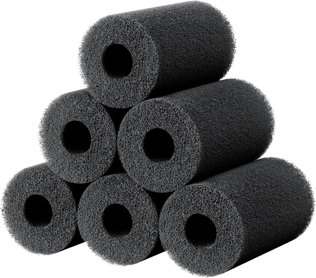 Pawfly 6 Pack Pre-Filter Sponge, Aquarium Filter Sponge 0.8" Intake Sponge Foam Roll for Small Fish Shrimp Fry Fish Tank Covers Accessories