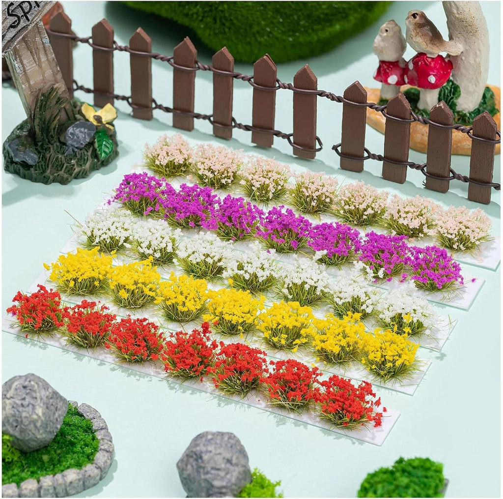 WDAHDHP Miniature Colorful Cluster Flower, 70Pcs Vegetation Groups Static Grass Tufts for DIY Craft Train Landscape Railroad Scenery Sand Military Layout Model Miniature Bases and Dioramas