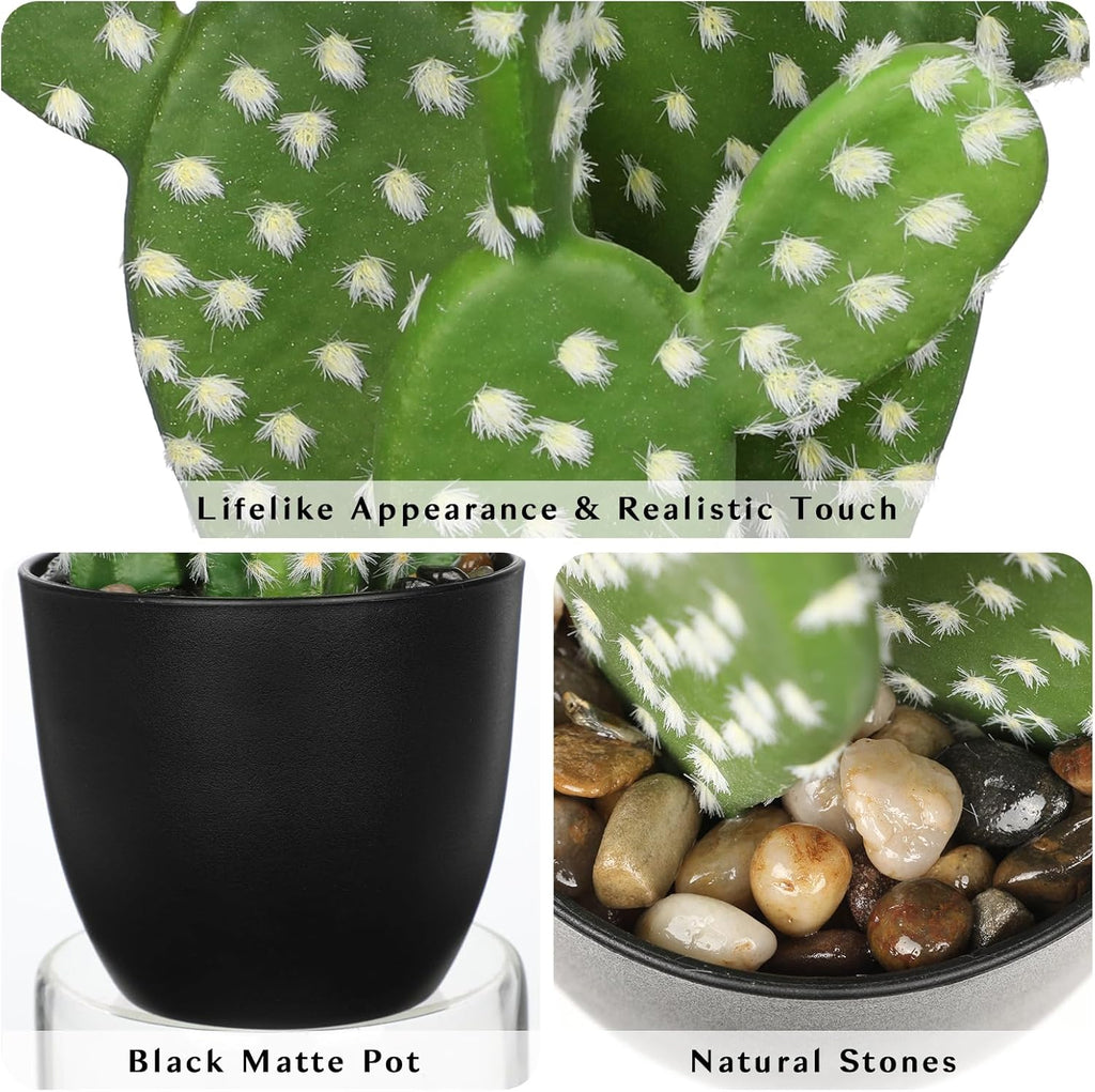 Artificial Cactus Plants 9.8 inch Small Faux Cactus Plants Indoor Fake Desert Cacti Succulents Plants Artificial Plant Indoor with Pot Cacti Decorations for Home Decor Office Desk Tabletop Shelf