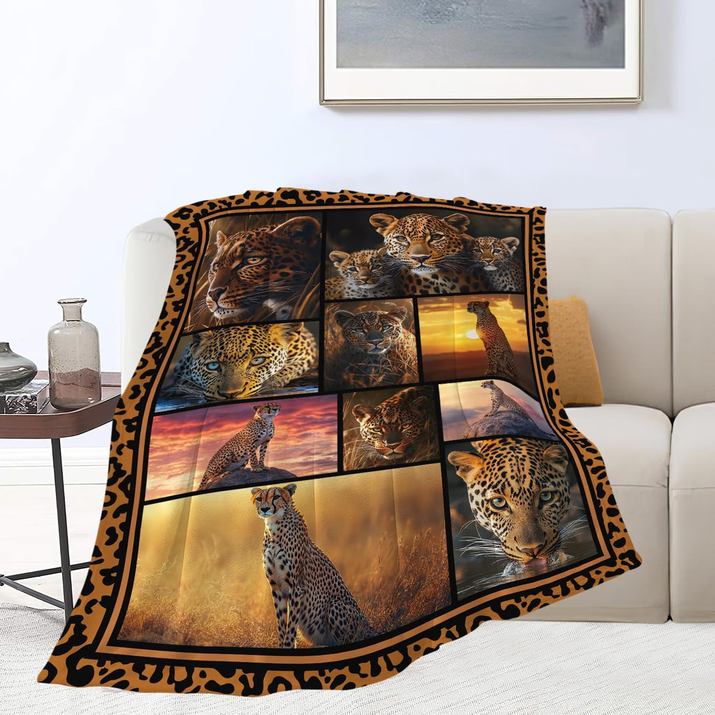 Cheetah Blanket Cheetahs Throw Blanket Flannel Stuff Merch Cozy Decor Fleece Plush Fuzzy Warm Soft Lightweight Bedding Gifts for Lover Girls Women Men Boy Couch Sofa 50"X40"