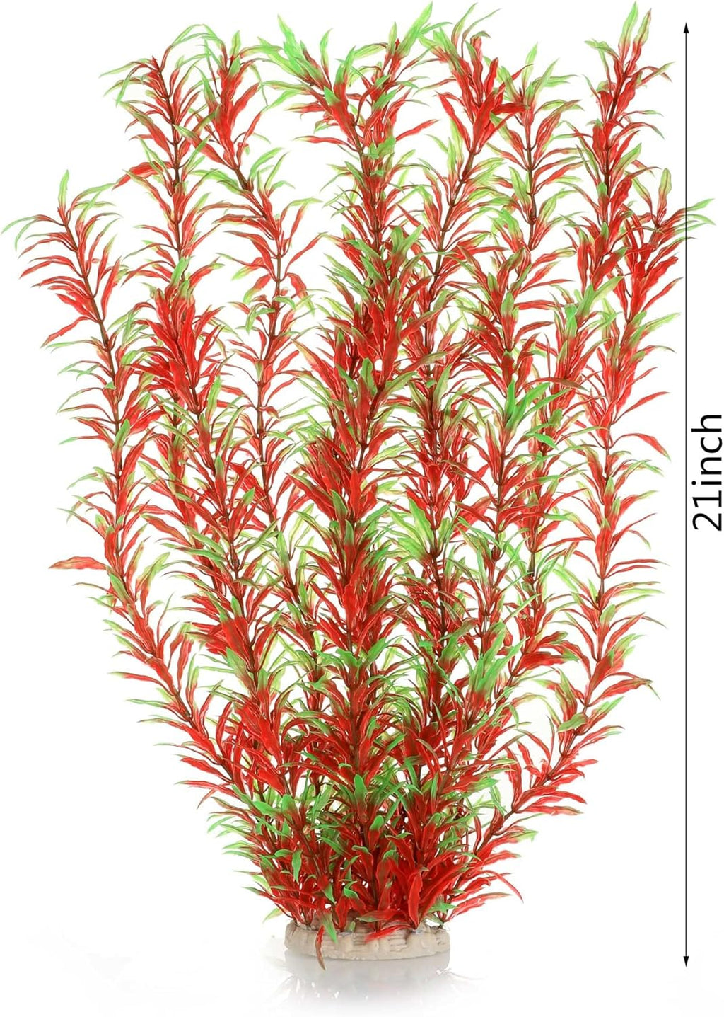 JIHAQUA Aquarium Decor Plastic Plants Extra Large 21 Inches Artificial Fish Tank Plants Tall Fish Tank Decorations (Wine 2pcs)