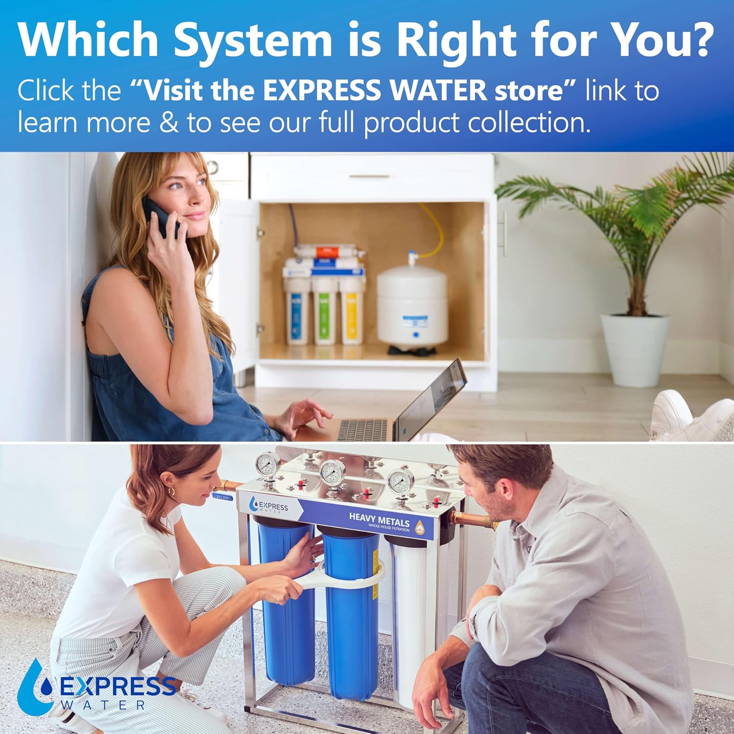 Whole House Water Filter System| IRON & MANGANESE | 3 Stage Water Purifier Whole Home, Top-Tier Iron & Mang. Filter Targets Stains/Color on Glass-Ware, Fixtures, Laundry, Signf. Reduces Lead & Arsenic