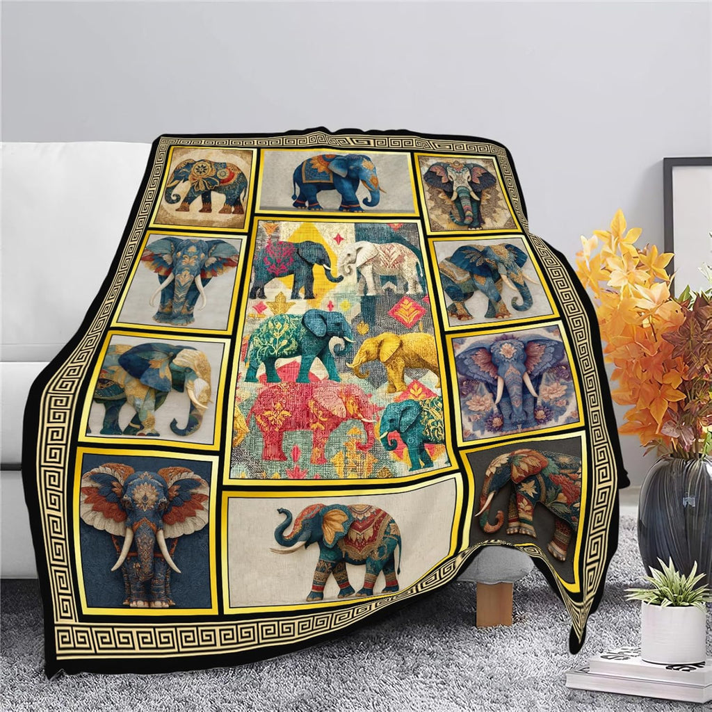 Elephant Throw Blanket Elephant Stuff Gifts for Kids Girls Boys Adults Women Men Soft Cozy Warm Plush Fluffy Fuzzy Fleece Blanket Decor 40''X50''