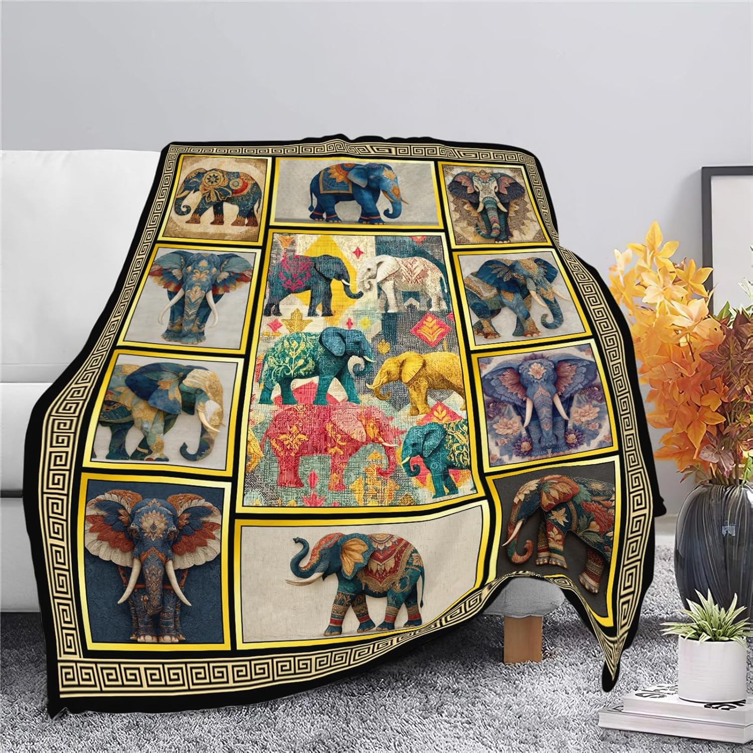 Elephant Throw Blanket Elephant Stuff Gifts for Kids Girls Boys Adults Women Men Soft Cozy Warm Plush Fluffy Fuzzy Fleece Blanket Decor 40''X50''